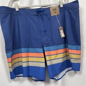 Patagonia Board Shorts Mens 44 Superior Blue Santa Cruz Stripe Hydropeak NWT New